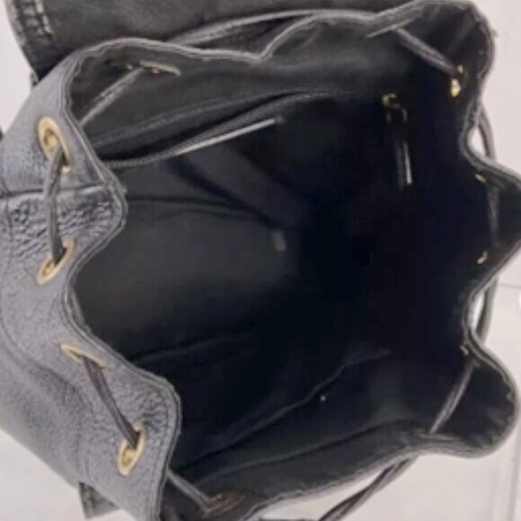 [Coach] Pebbled Black Leather Drawstring Button Flap Adjustable Backpack - Picture 7 of 11